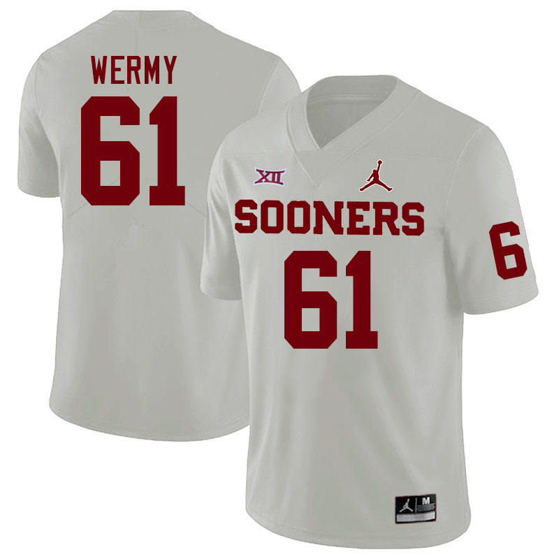 Men #61 Kenneth Wermy Oklahoma Sooners College Football Jerseys Stitched Sale-White - Click Image to Close